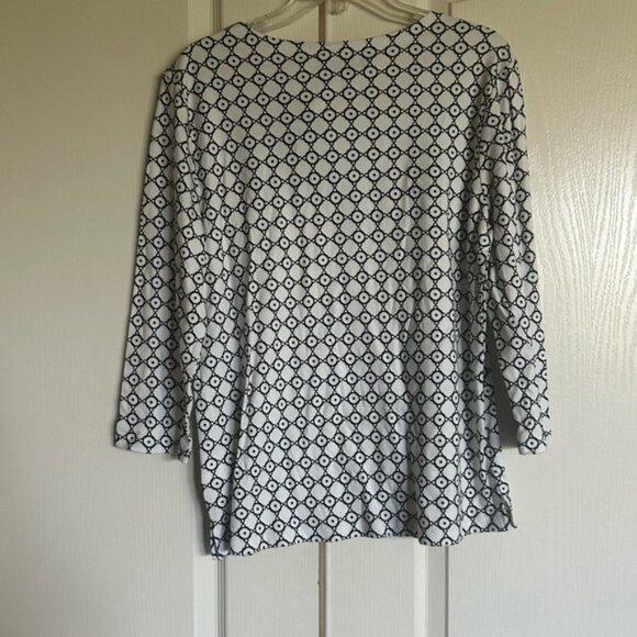 Jones New York Signature graphic  cotton knit zipper shoulder top size XL - Picture 5 of 9